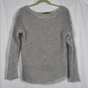 Vince Taupe Metallic Open Knit Sweater